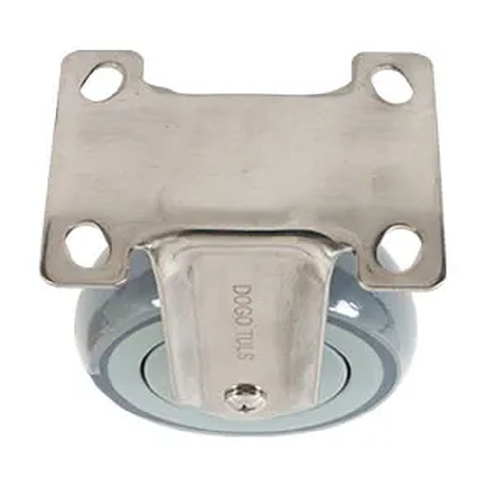 RODAJA DE HULE TERMOPLÁSTICO CON HERRAJE DE ACERO INOXIDABLE FIJA CON PLACA 4" - Imagen 3