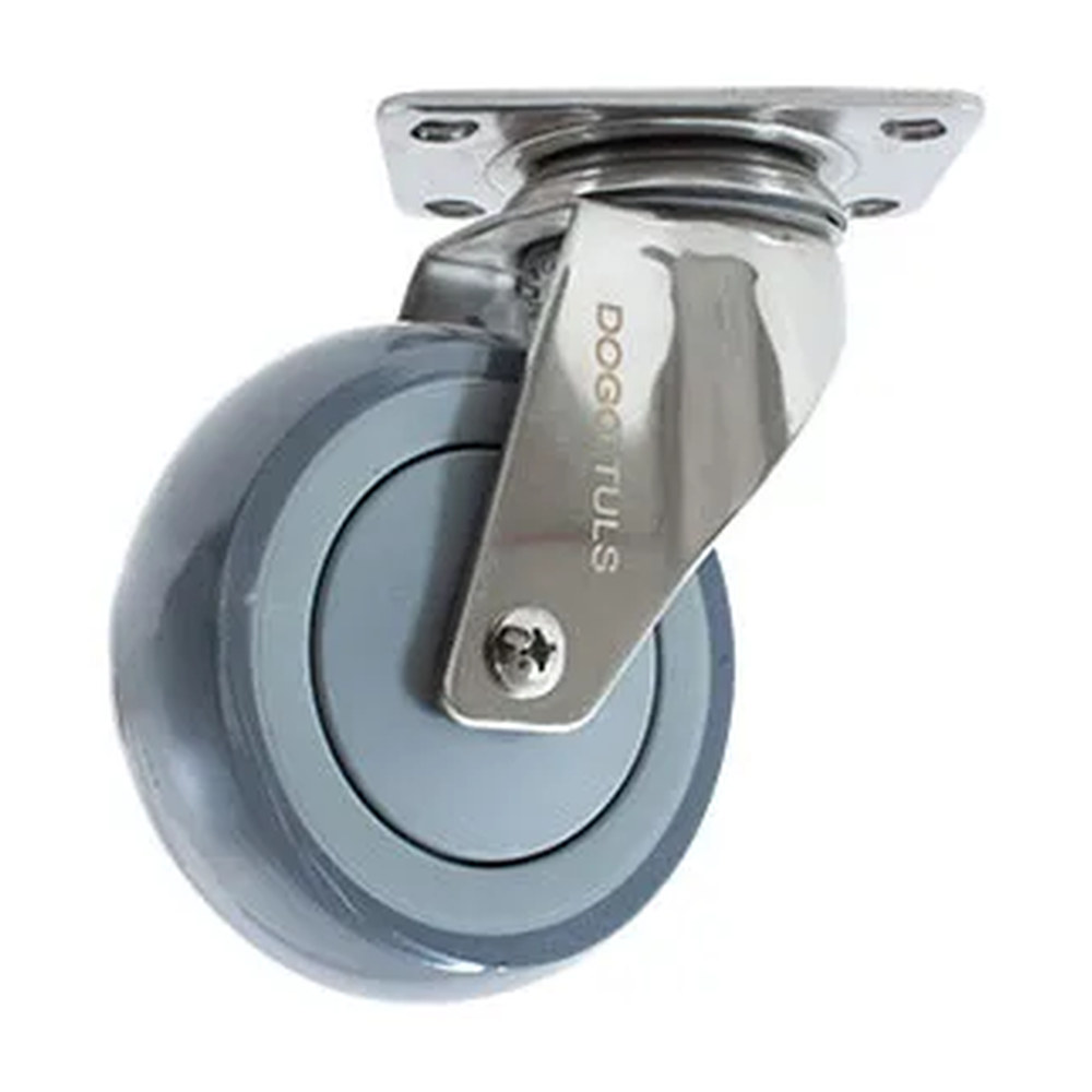 RODAJA DE HULE TERMOPLÁSTICO CON HERRAJE DE ACERO INOXIDABLE GIRATORIA CON PLACA 4" - Imagen 2