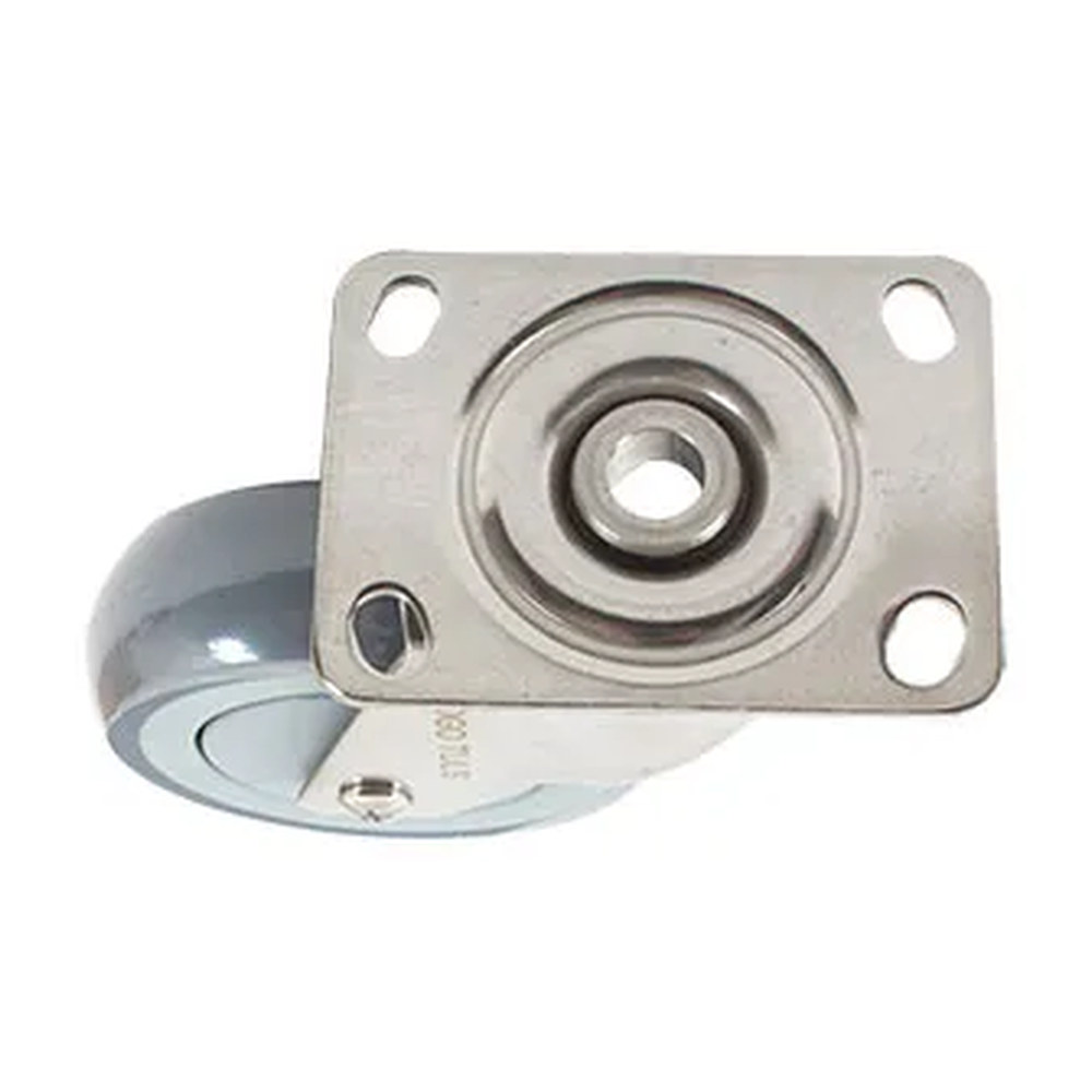 RODAJA DE HULE TERMOPLÁSTICO CON HERRAJE DE ACERO INOXIDABLE GIRATORIA CON PLACA 4" - Imagen 3