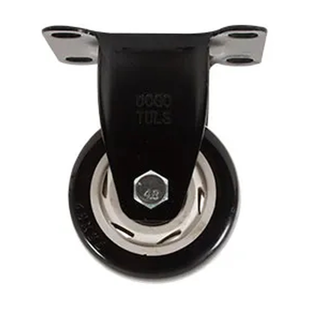 RODAJA DE PVC NEGRO FIJA CON PLACA 3"