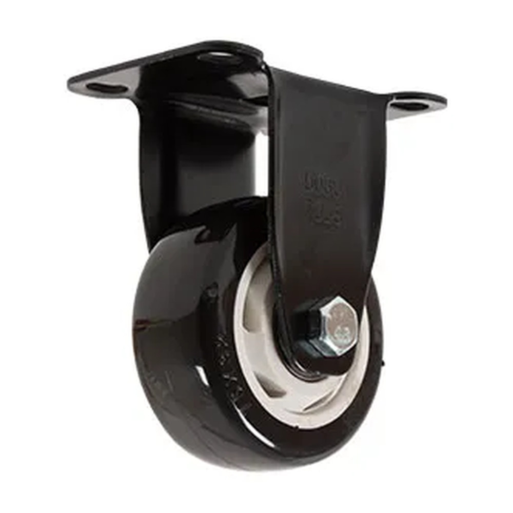 RODAJA DE PVC NEGRO FIJA CON PLACA 3" - Imagen 2