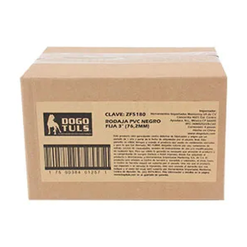 RODAJA DE PVC NEGRO FIJA CON PLACA 3" - Imagen 4