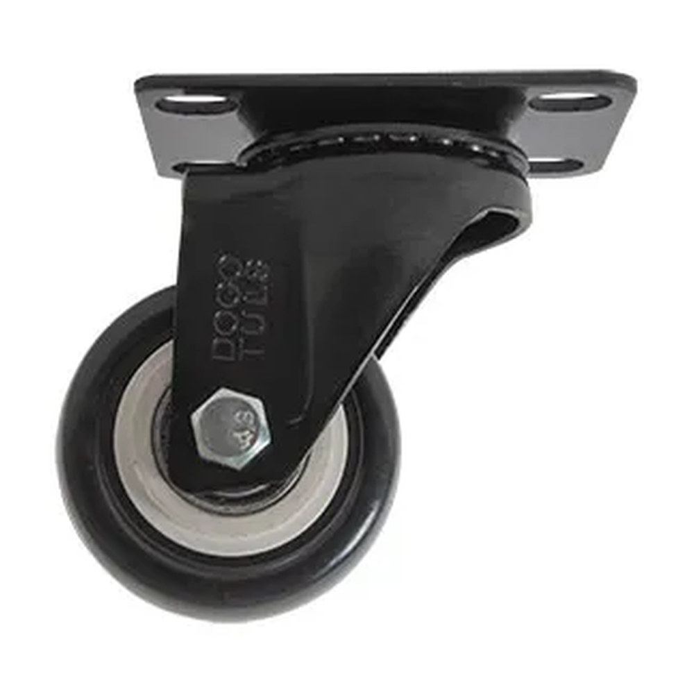 RODAJA DE PVC NEGRO GIRATORIA CON PLACA 2"