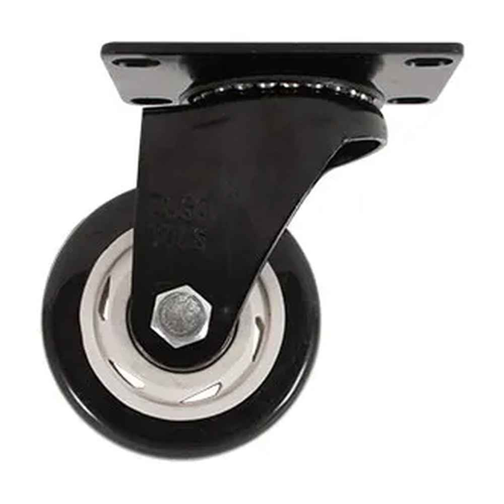 RODAJA DE PVC NEGRO GIRATORIA CON PLACA 3"