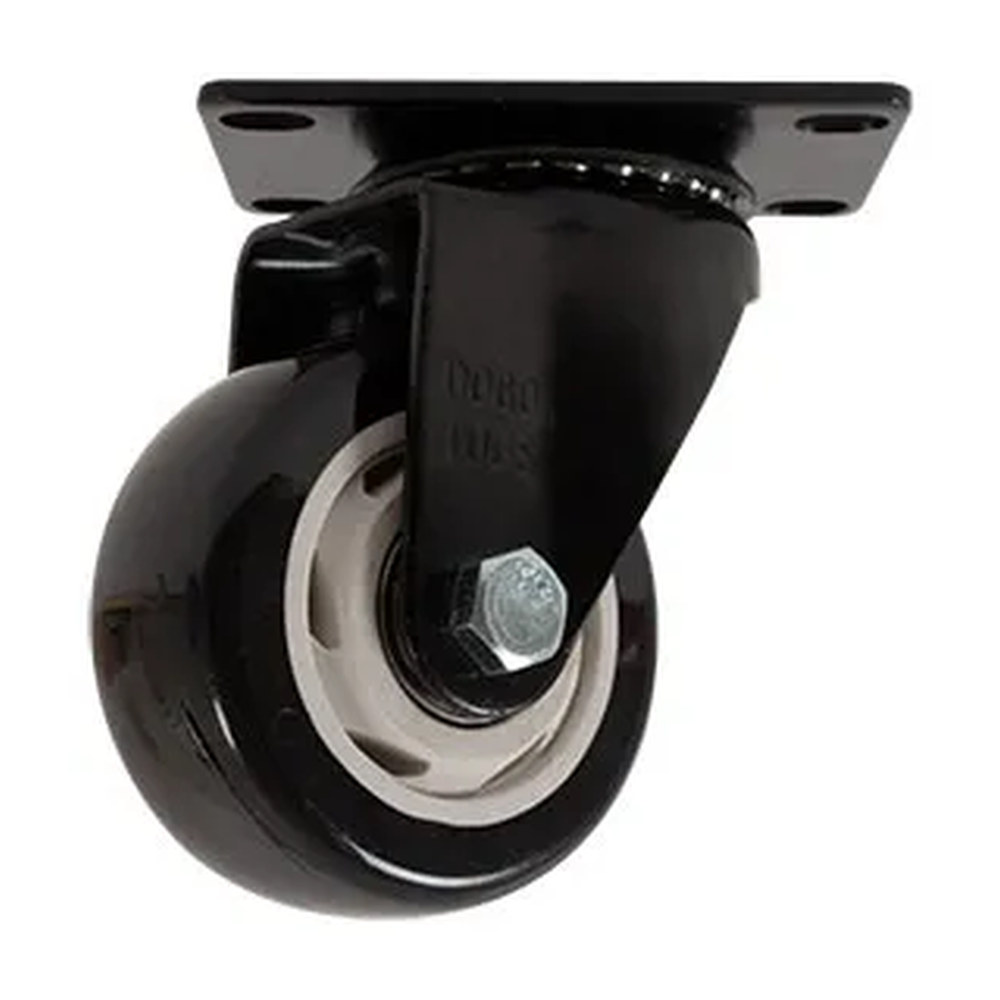 RODAJA DE PVC NEGRO GIRATORIA CON PLACA 3" - Imagen 2