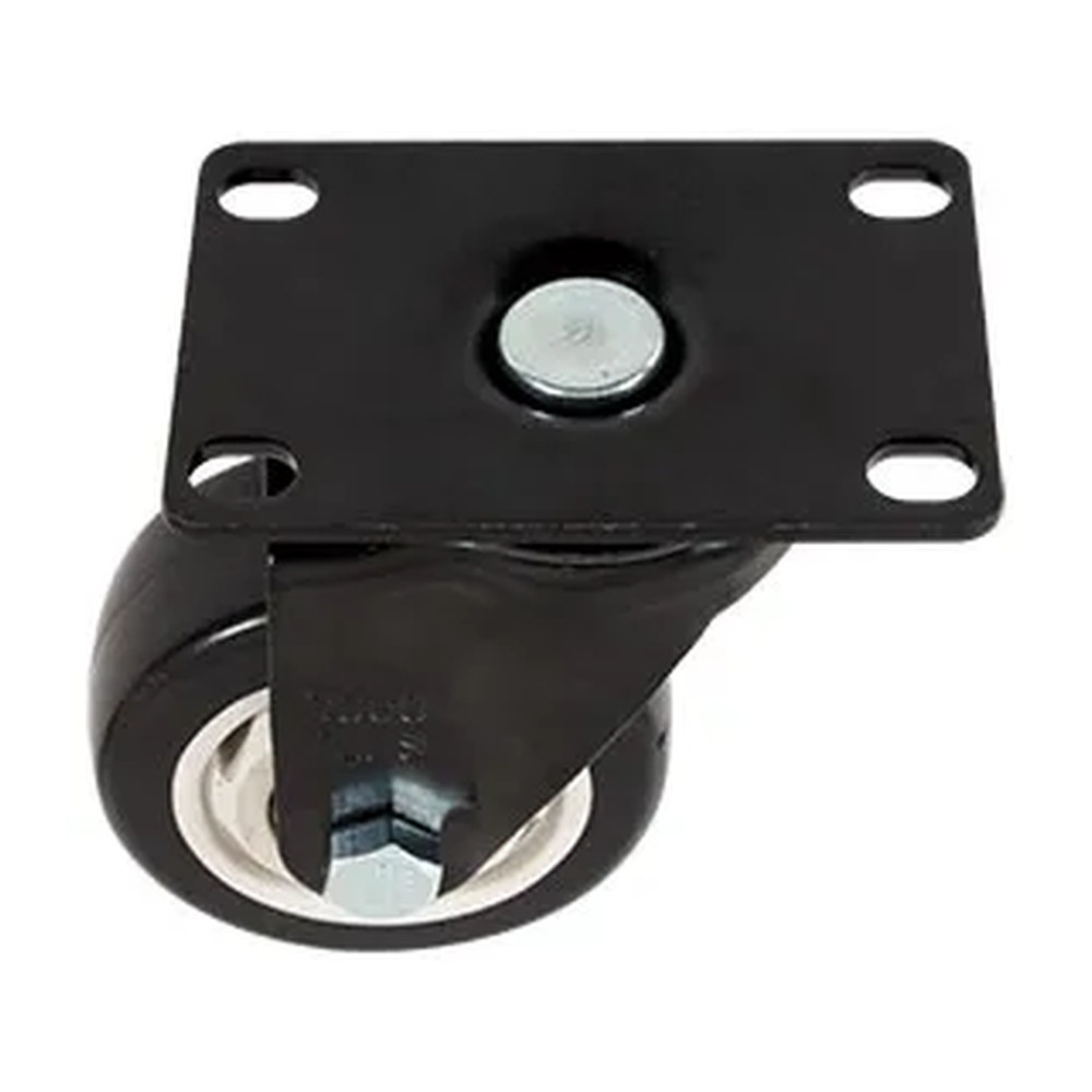 RODAJA DE PVC NEGRO GIRATORIA CON PLACA 3" - Imagen 3