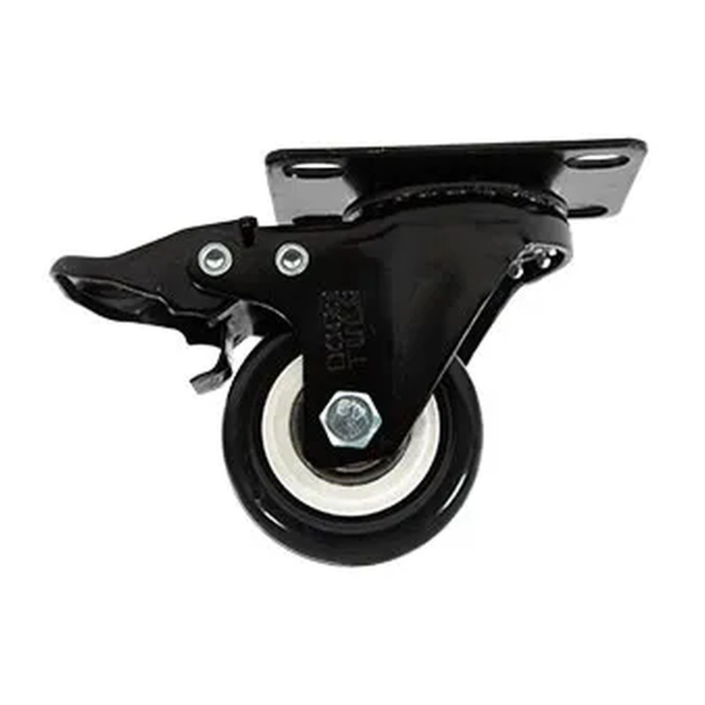 RODAJA DE PVC NEGRO GIRATORIA CON PLACA CON FRENO 2"