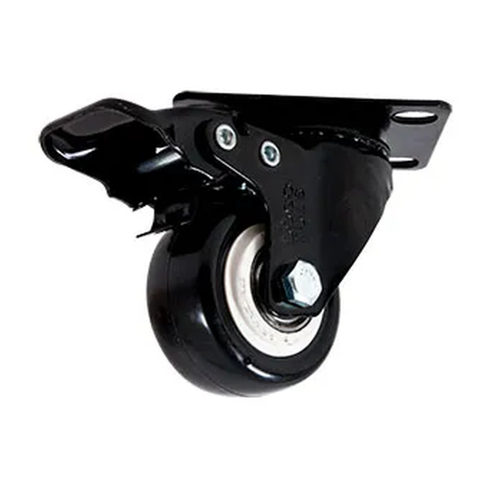 RODAJA DE PVC NEGRO GIRATORIA CON PLACA CON FRENO 2" - Imagen 3