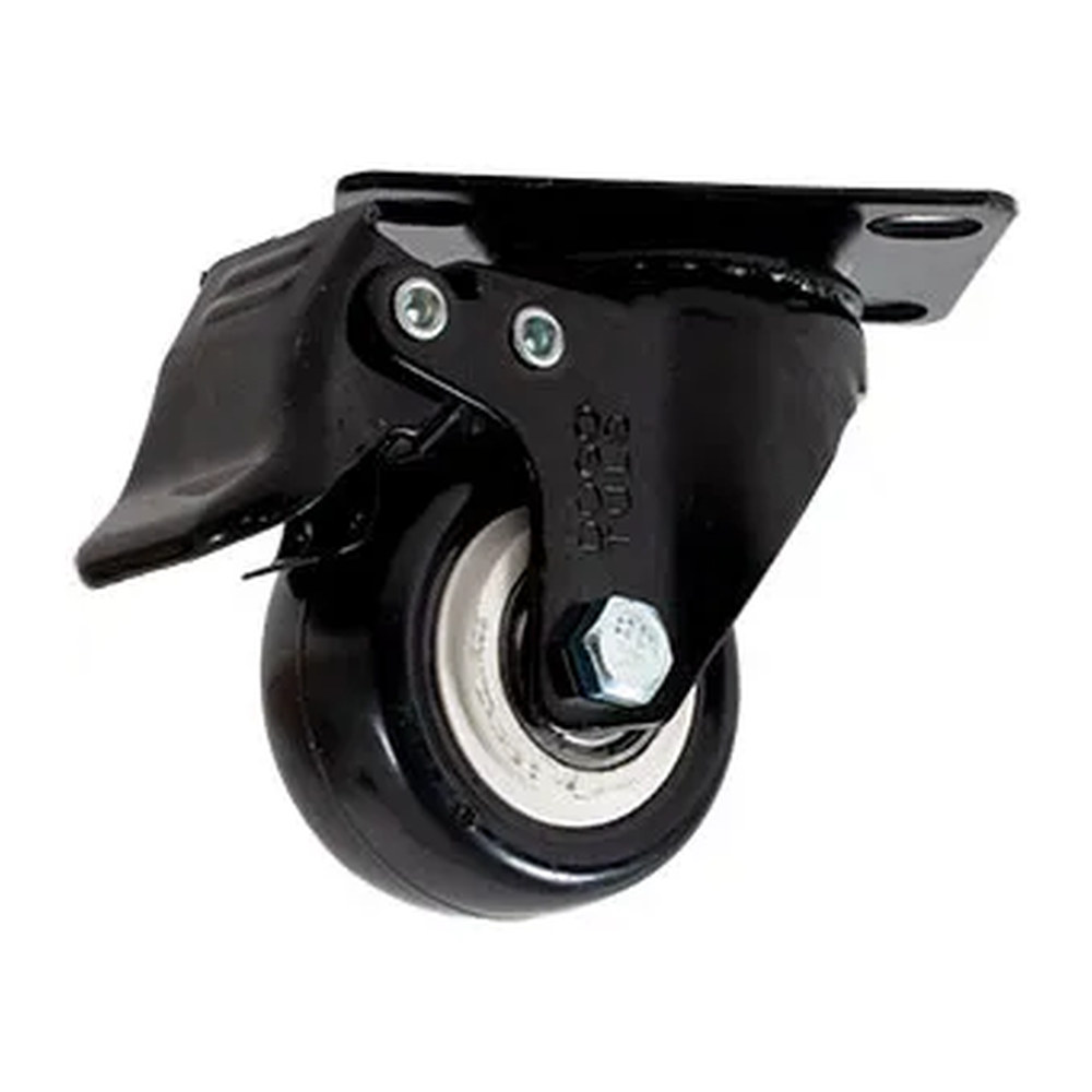 RODAJA DE PVC NEGRO GIRATORIA CON PLACA CON FRENO 2" - Imagen 4