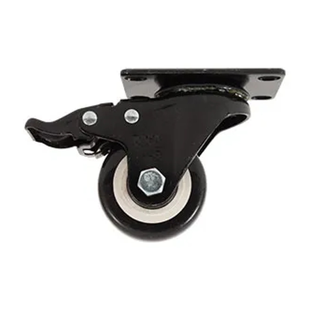 RODAJA DE PVC NEGRO GIRATORIA CON PLACA CON FRENO 2 1/2"