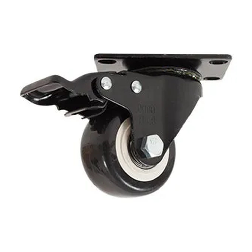 RODAJA DE PVC NEGRO GIRATORIA CON PLACA CON FRENO 2 1/2" - Imagen 2