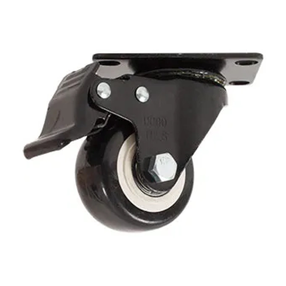 RODAJA DE PVC NEGRO GIRATORIA CON PLACA CON FRENO 2 1/2" - Imagen 3