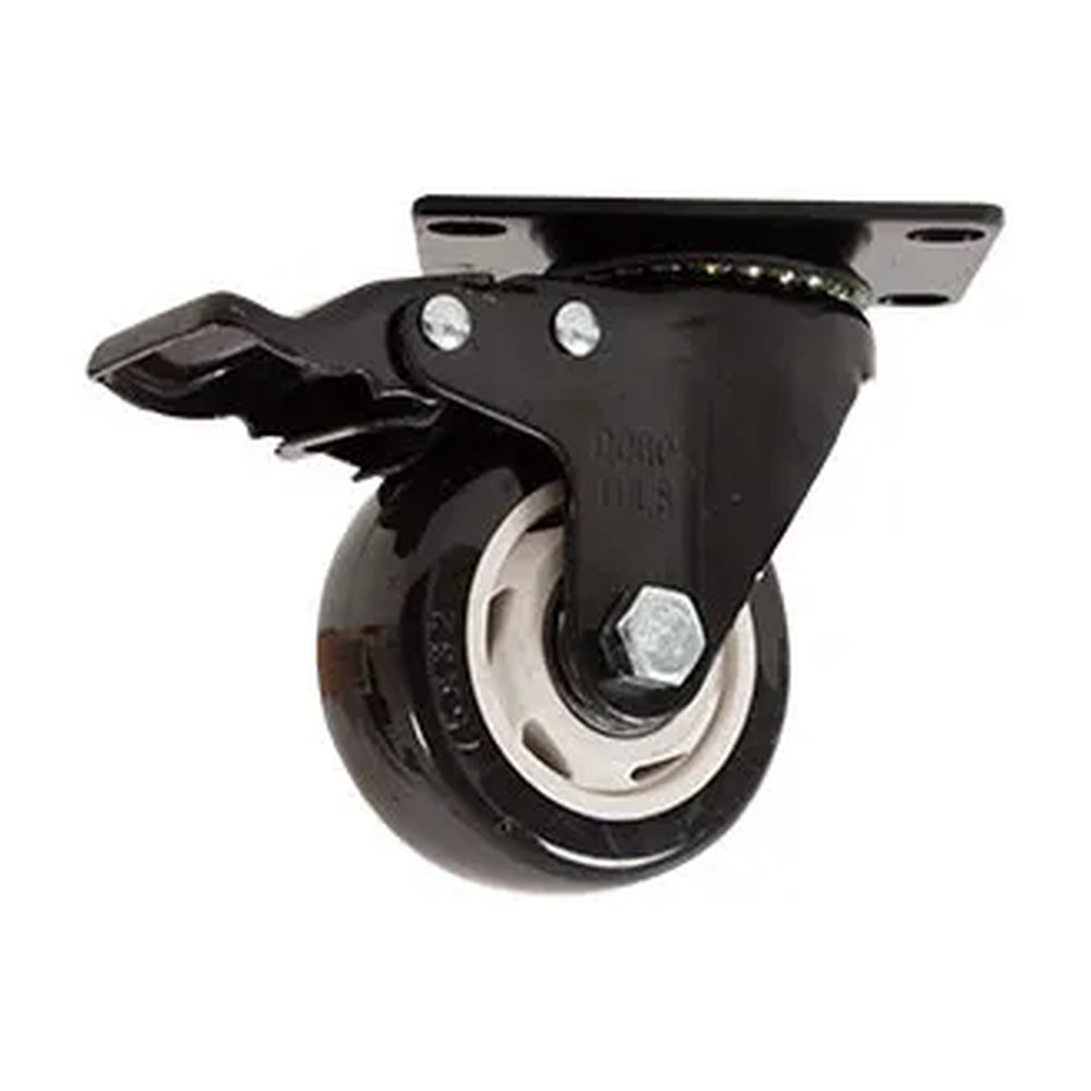 RODAJA DE PVC NEGRO GIRATORIA CON PLACA CON FRENO 3" - Imagen 2