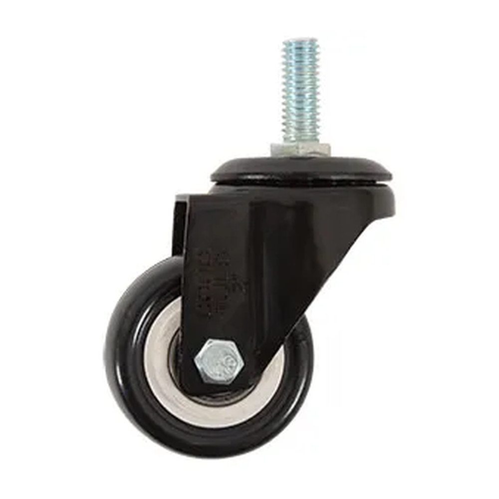 RODAJA DE PVC NEGRO GIRATORIA 2" CON ESPIGA ROSCADA DE 3/8"