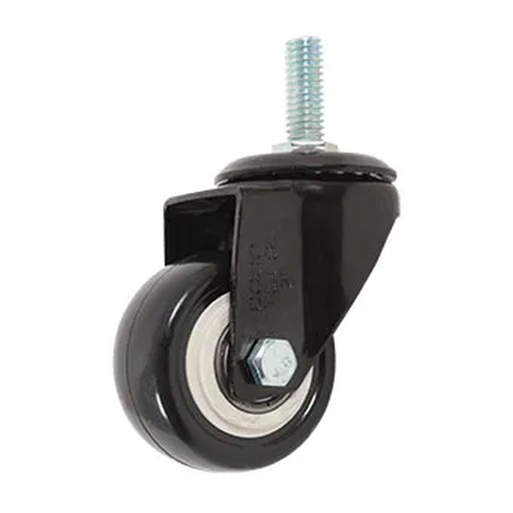RODAJA DE PVC NEGRO GIRATORIA 2" CON ESPIGA ROSCADA DE 3/8" - Imagen 2