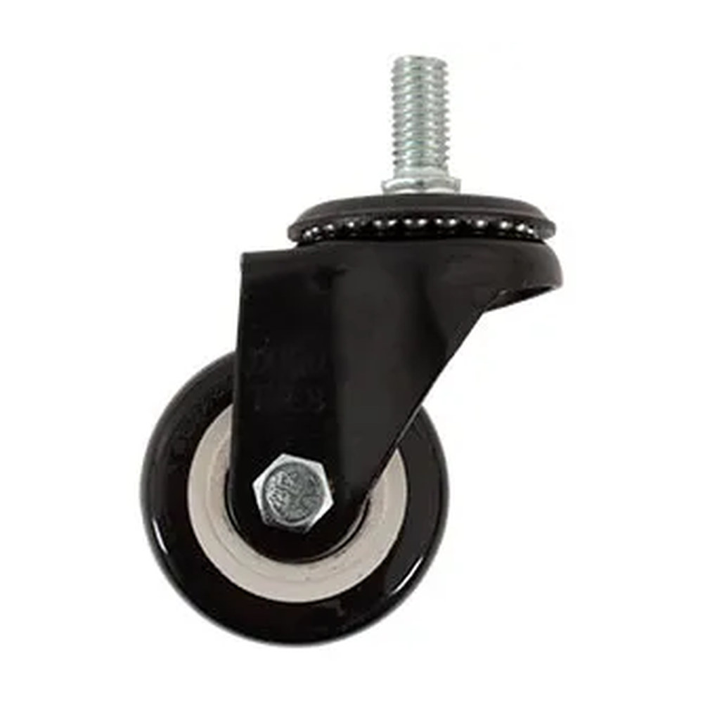RODAJA DE PVC NEGRO GIRATORIA 2-1/2" CON ESPIGA ROSCADA DE 1/2"