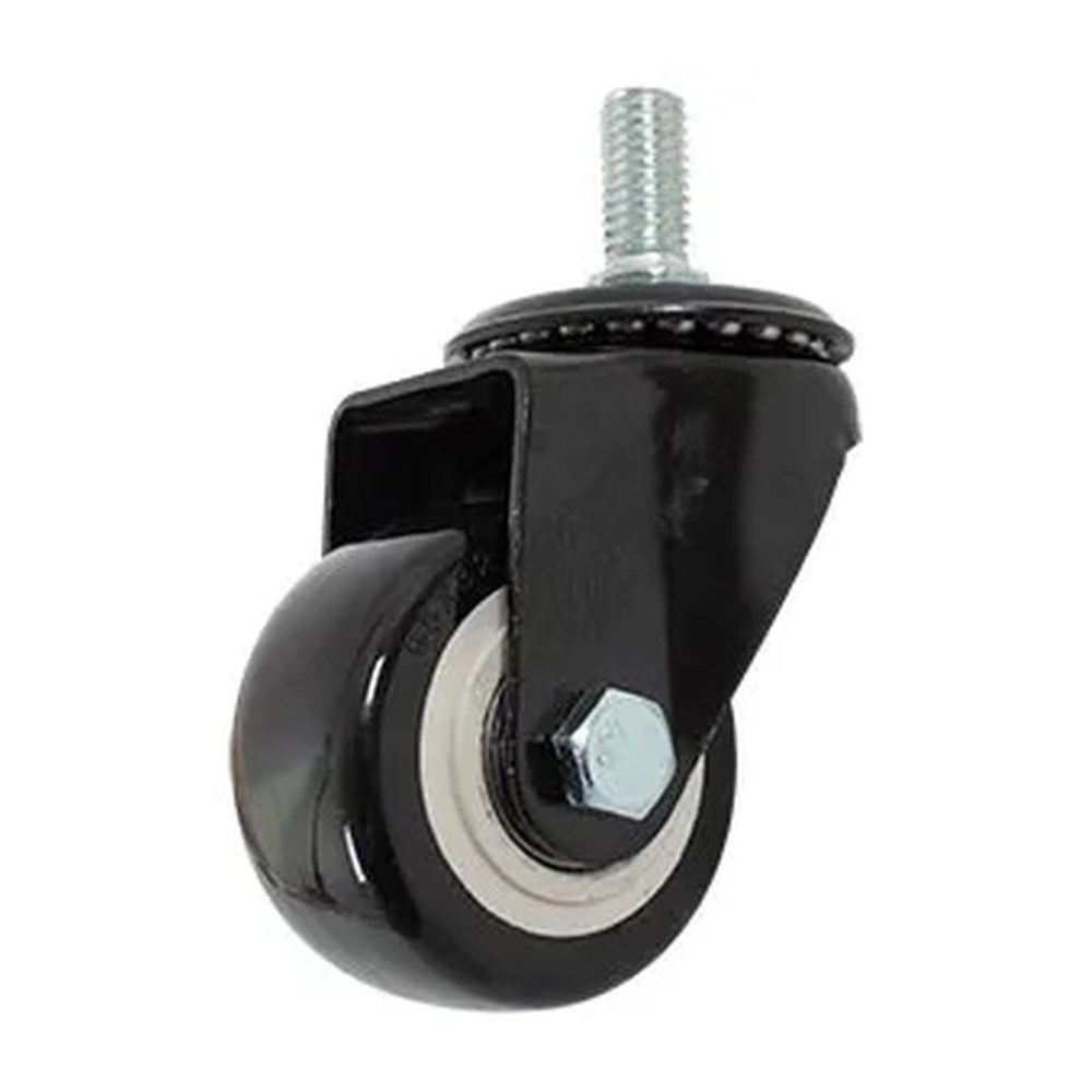 RODAJA DE PVC NEGRO GIRATORIA 2-1/2" CON ESPIGA ROSCADA DE 1/2" - Imagen 2