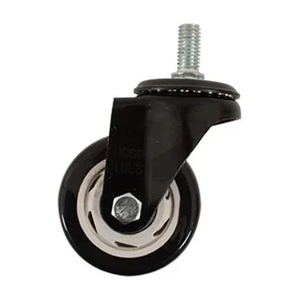 RODAJA DE PVC NEGRO GIRATORIA 3" CON ESPIGA ROSCADA 1/2"
