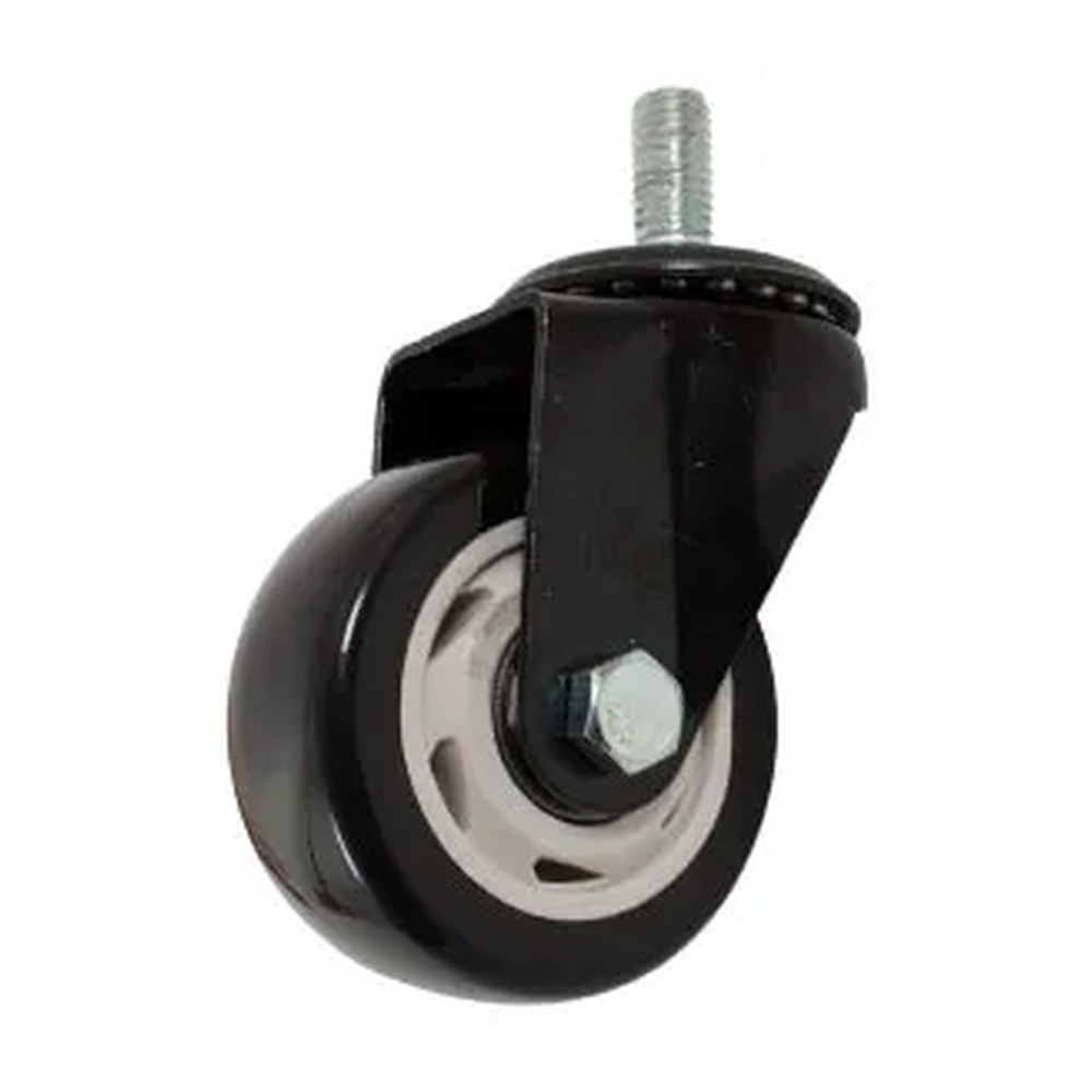 RODAJA DE PVC NEGRO GIRATORIA 3" CON ESPIGA ROSCADA 1/2" - Imagen 2