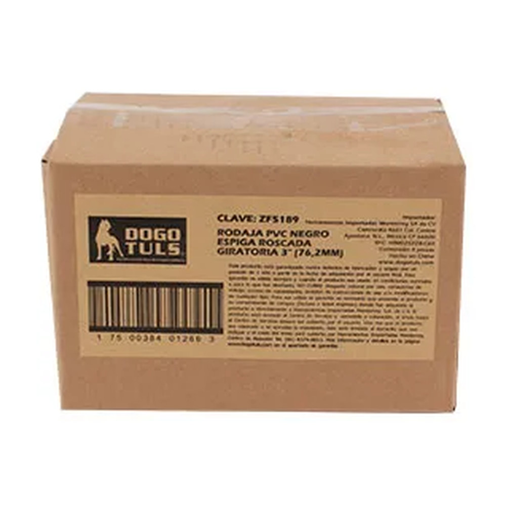 RODAJA DE PVC NEGRO GIRATORIA 3" CON ESPIGA ROSCADA 1/2" - Imagen 4
