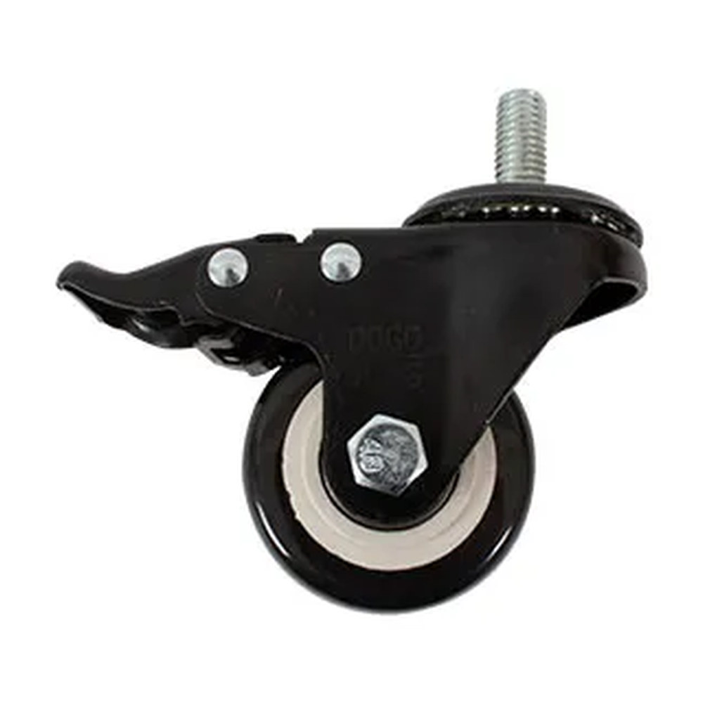 RODAJA DE PVC NEGRO GIRATORIA 2-1/2" CON ESPIGA ROSCADA DE 1/2" CON FRENO