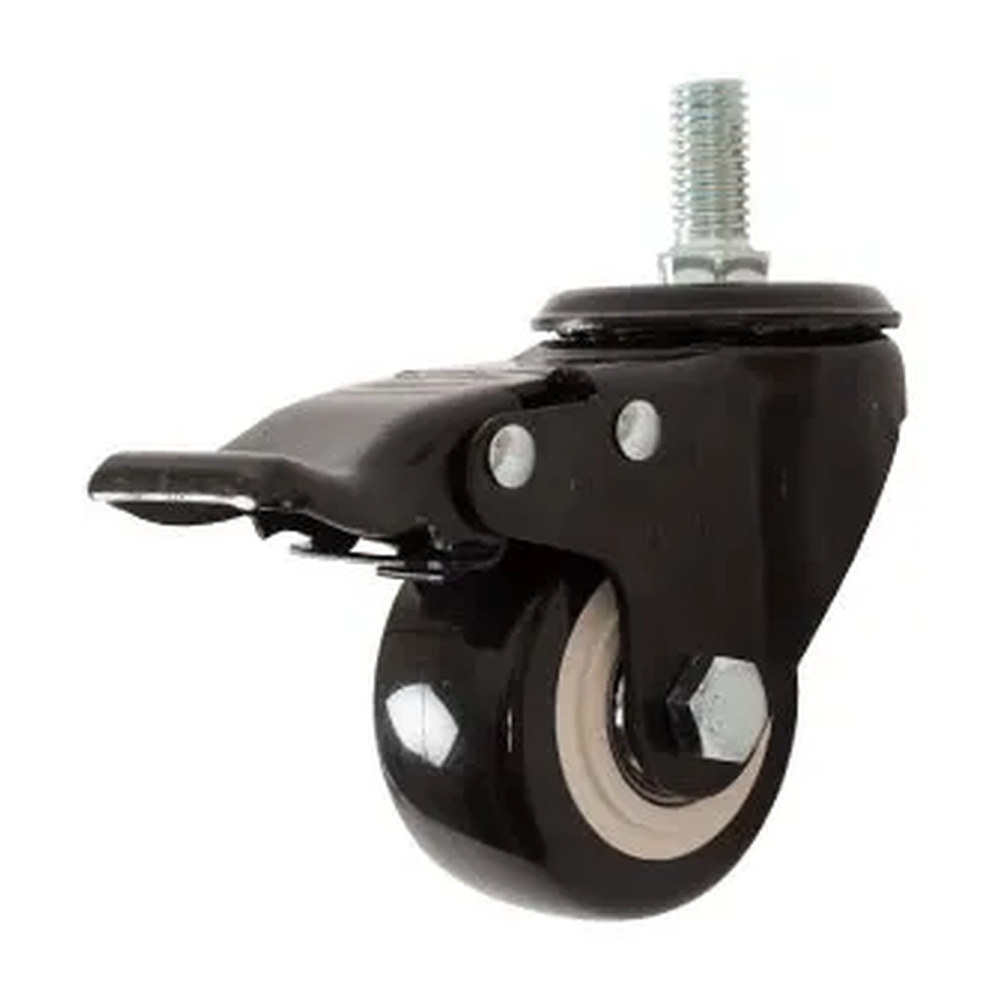RODAJA DE PVC NEGRO GIRATORIA 2-1/2" CON ESPIGA ROSCADA DE 1/2" CON FRENO - Imagen 2