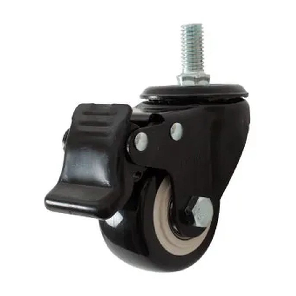 RODAJA DE PVC NEGRO GIRATORIA 2-1/2" CON ESPIGA ROSCADA DE 1/2" CON FRENO - Imagen 3