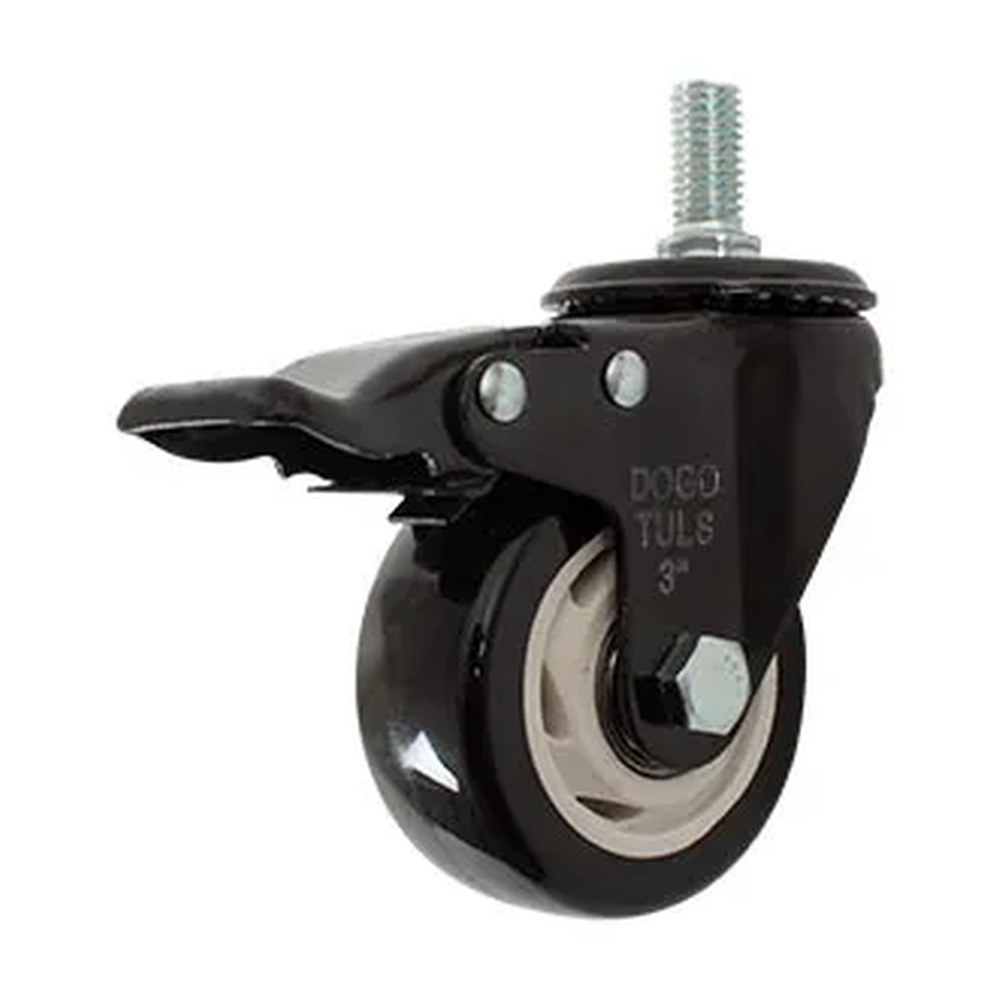 RODAJA DE PVC NEGRO GIRATORIA 3" CON ESPIGA ROSCADA DE 1/2" CON FRENO - Imagen 3