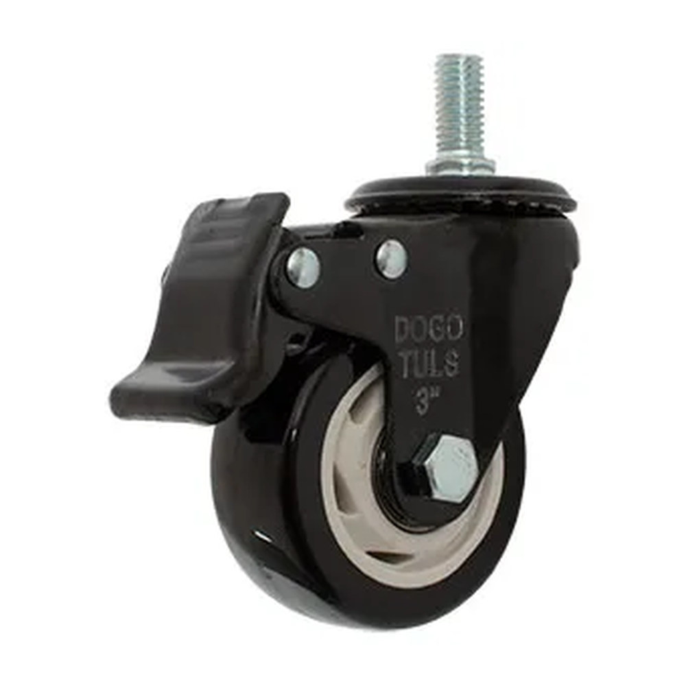 RODAJA DE PVC NEGRO GIRATORIA 3" CON ESPIGA ROSCADA DE 1/2" CON FRENO - Imagen 4