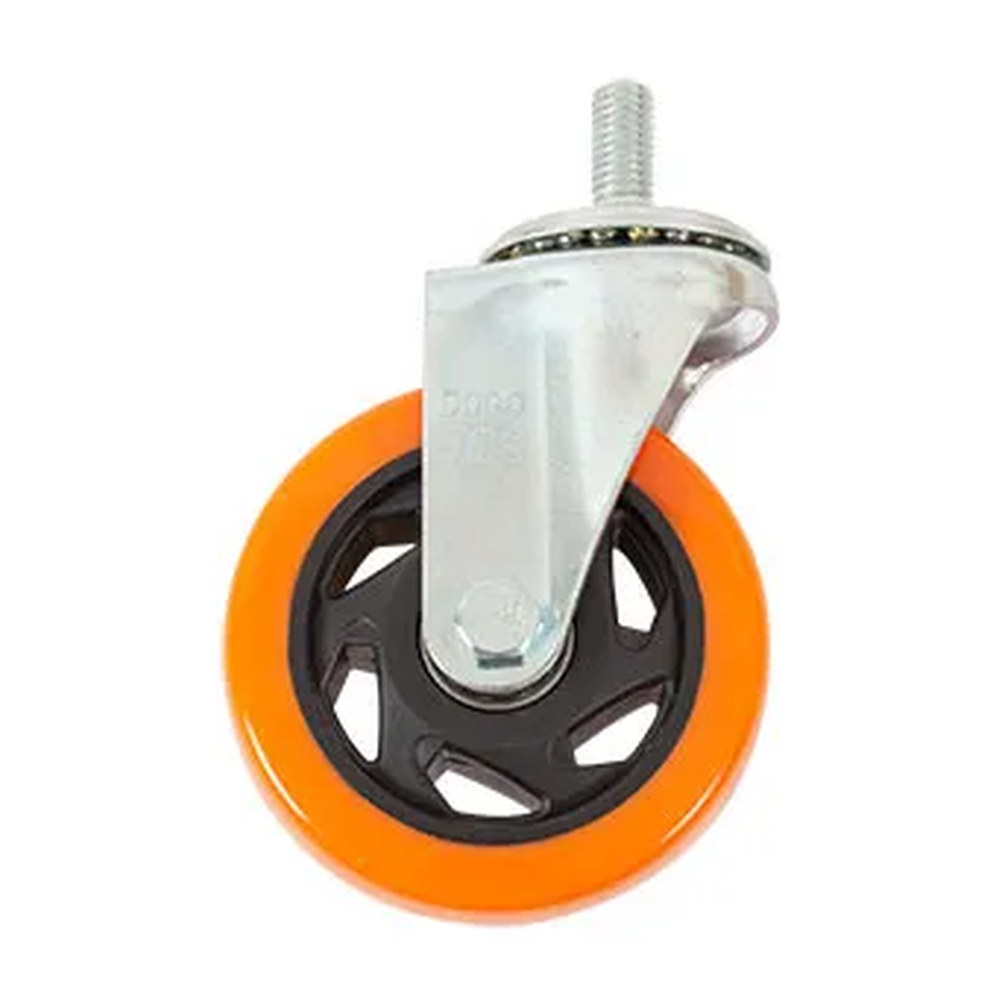 Rodaja PVC Naranja Giratoria 4" con Espiga de 1/2" - Paquete 4 Piezas