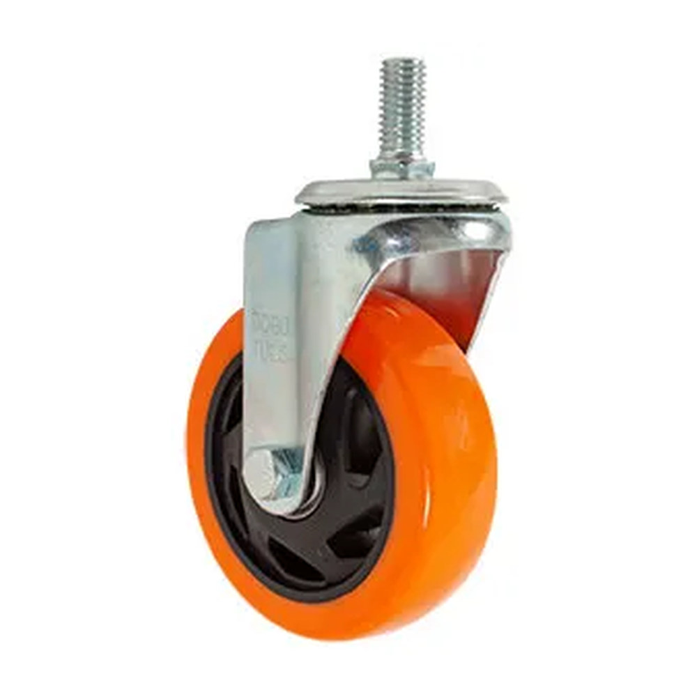 Rodaja PVC Naranja Giratoria 4" con Espiga de 1/2" - Imagen 2