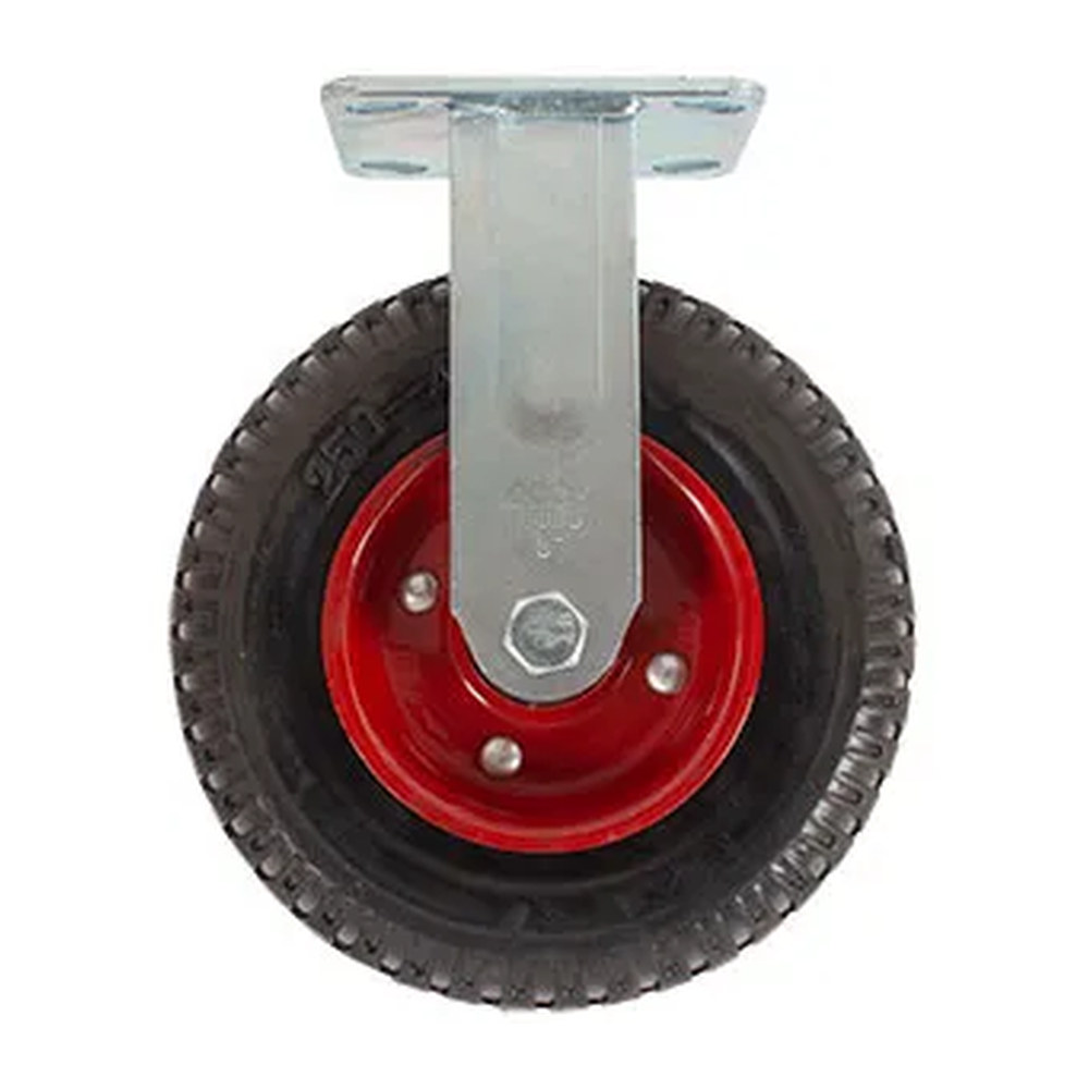 RODAJA DE HULE SÓLIDO FIJA CON PLACA 8"