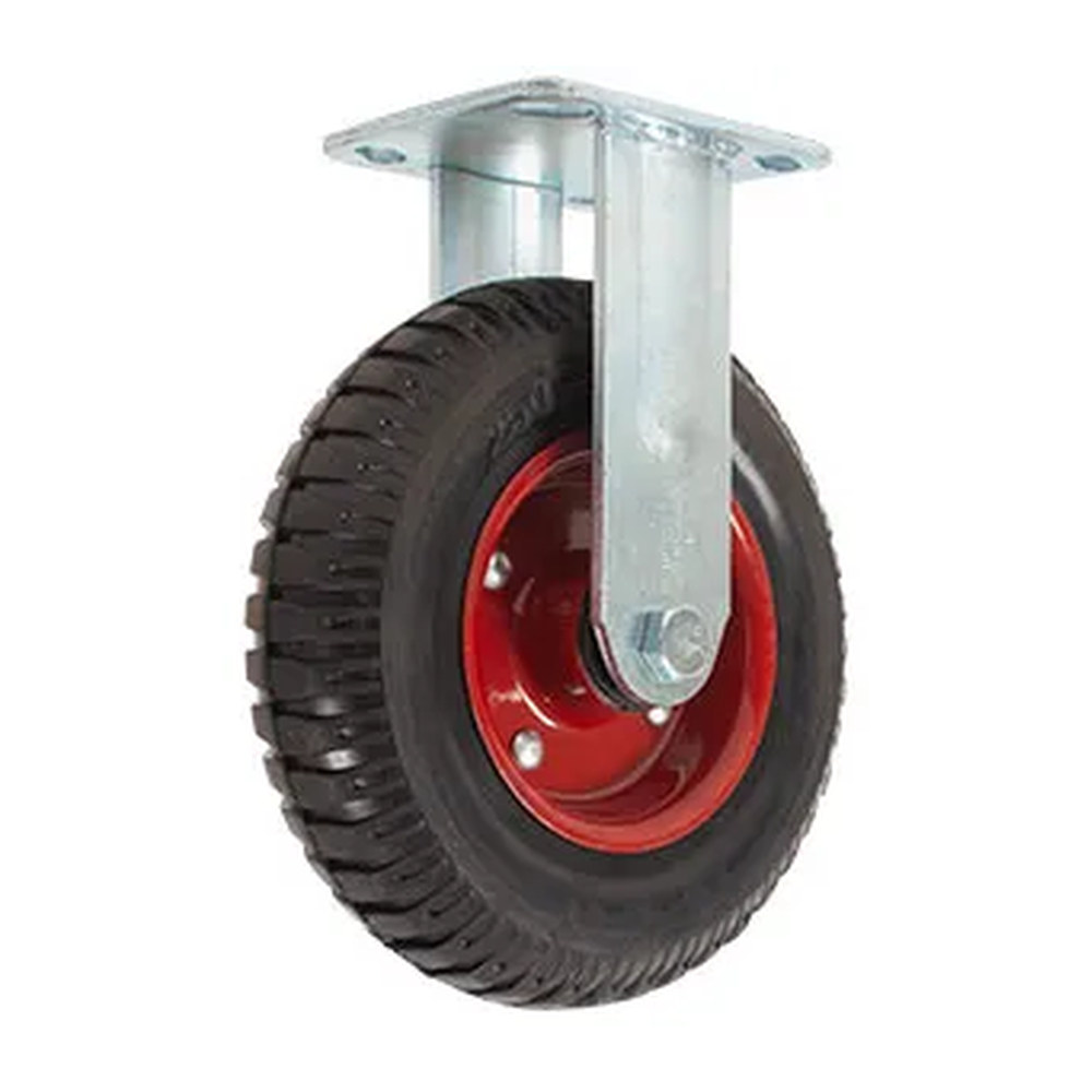 RODAJA DE HULE SÓLIDO FIJA CON PLACA 8" - Imagen 2