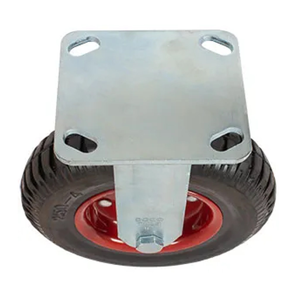 RODAJA DE HULE SÓLIDO FIJA CON PLACA 8" - Imagen 3
