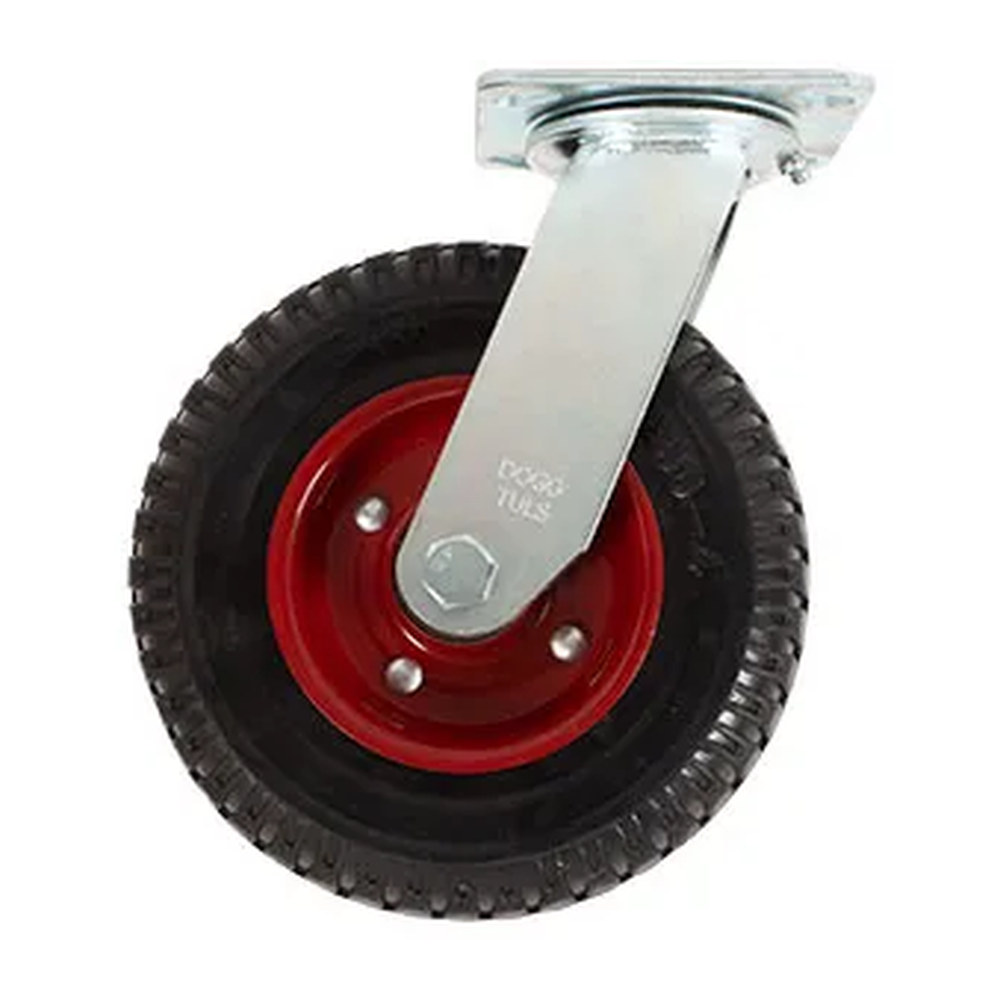 RODAJA DE HULE SÓLIDO GIRATORIA CON PLACA 8"