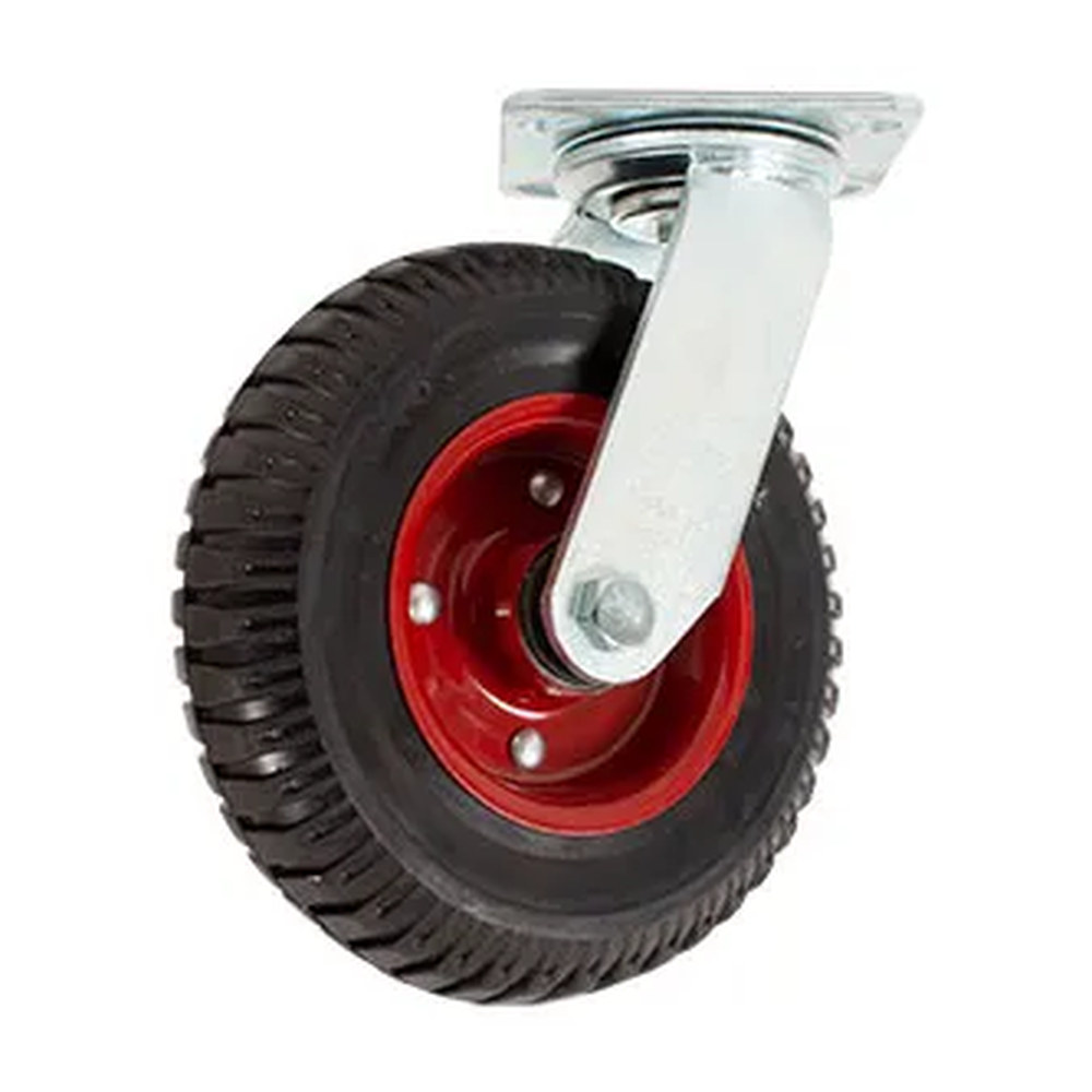 RODAJA DE HULE SÓLIDO GIRATORIA CON PLACA 8" - Imagen 2
