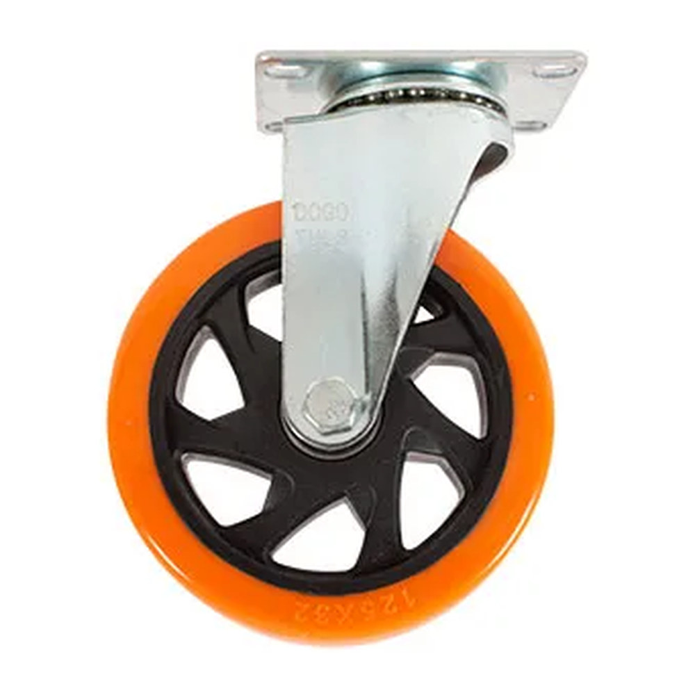 RODAJA PVC NARANJA GIRATORIA CON PLACA 5"