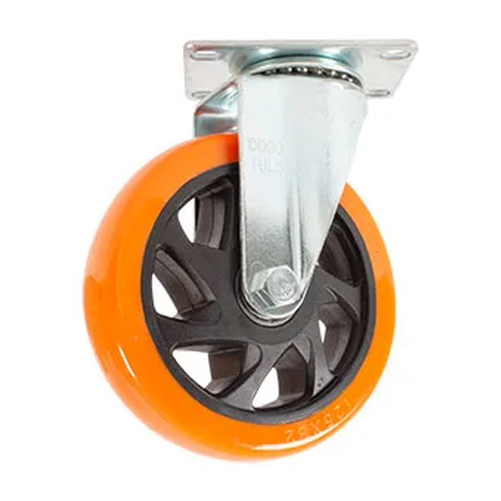 RODAJA PVC NARANJA GIRATORIA CON PLACA 5" - Imagen 2