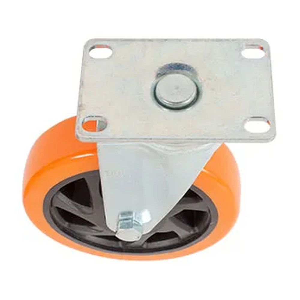 RODAJA PVC NARANJA GIRATORIA CON PLACA 5" - Imagen 3