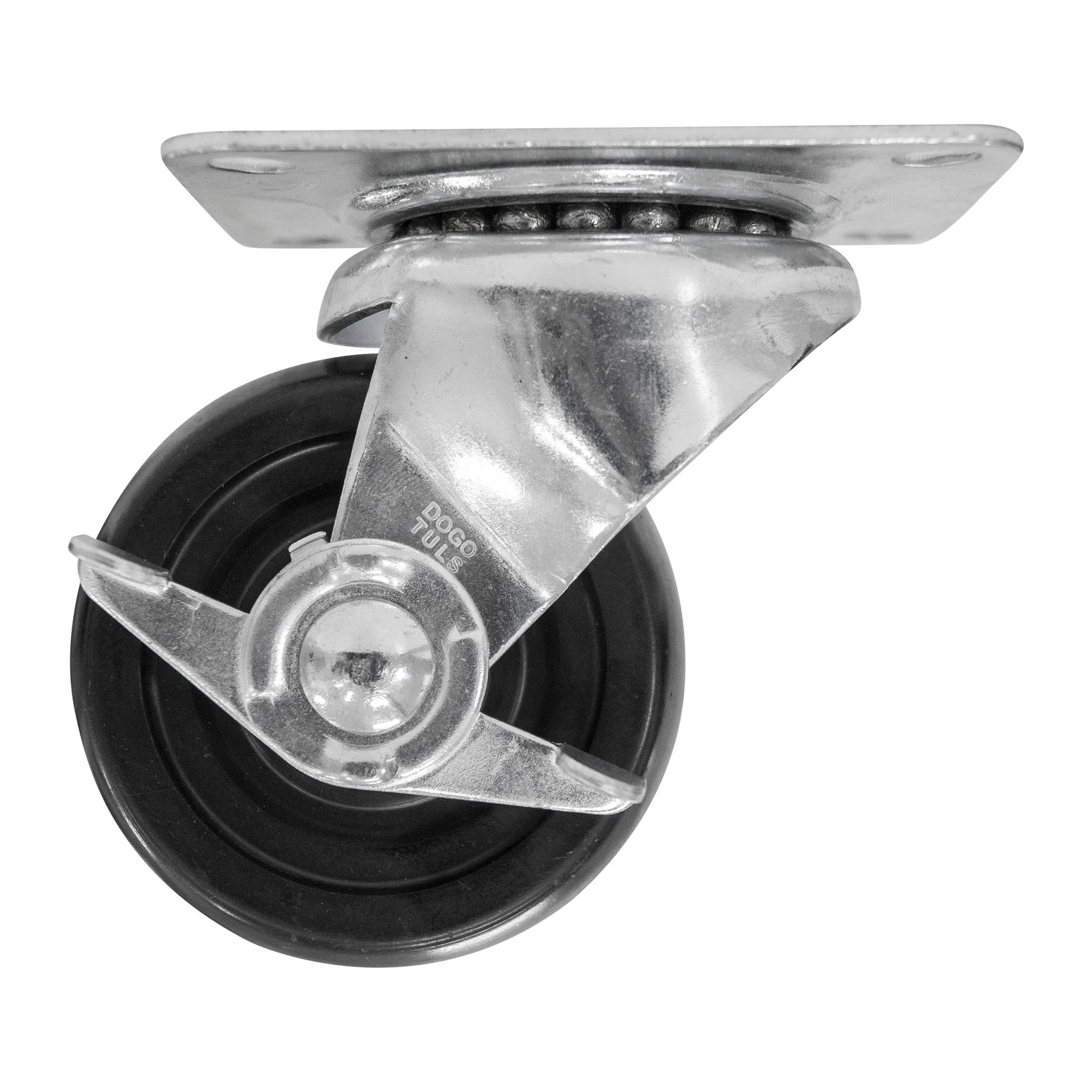 RODAJA DE HULE NEGRO GIRATORIA CON FRENO CON PLACA 4" - Imagen 2