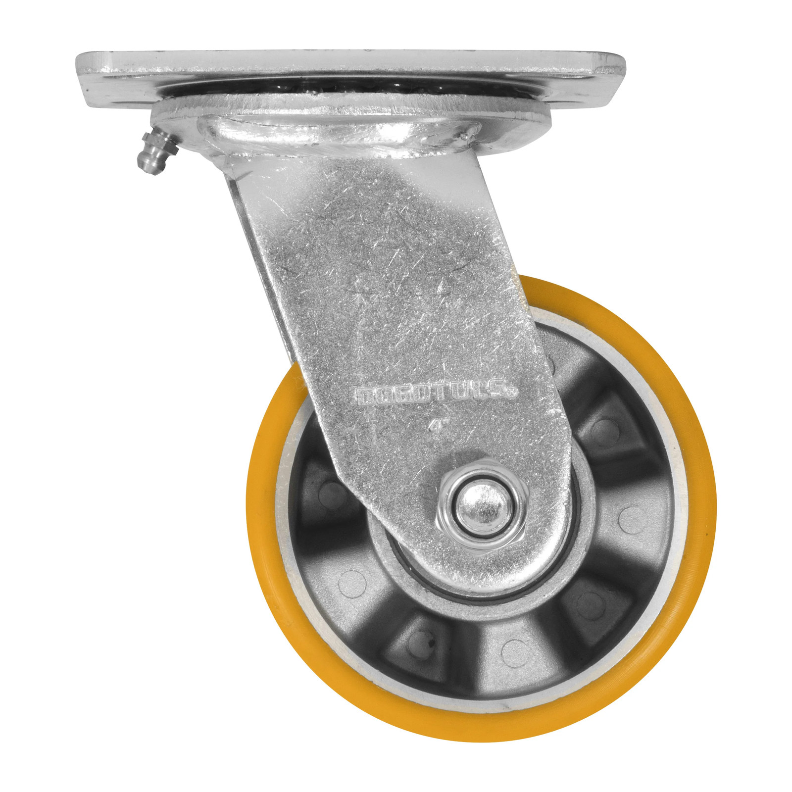 RODAJA ALUMINIO PU NARANJA GIRATORIA 4" - Imagen 2
