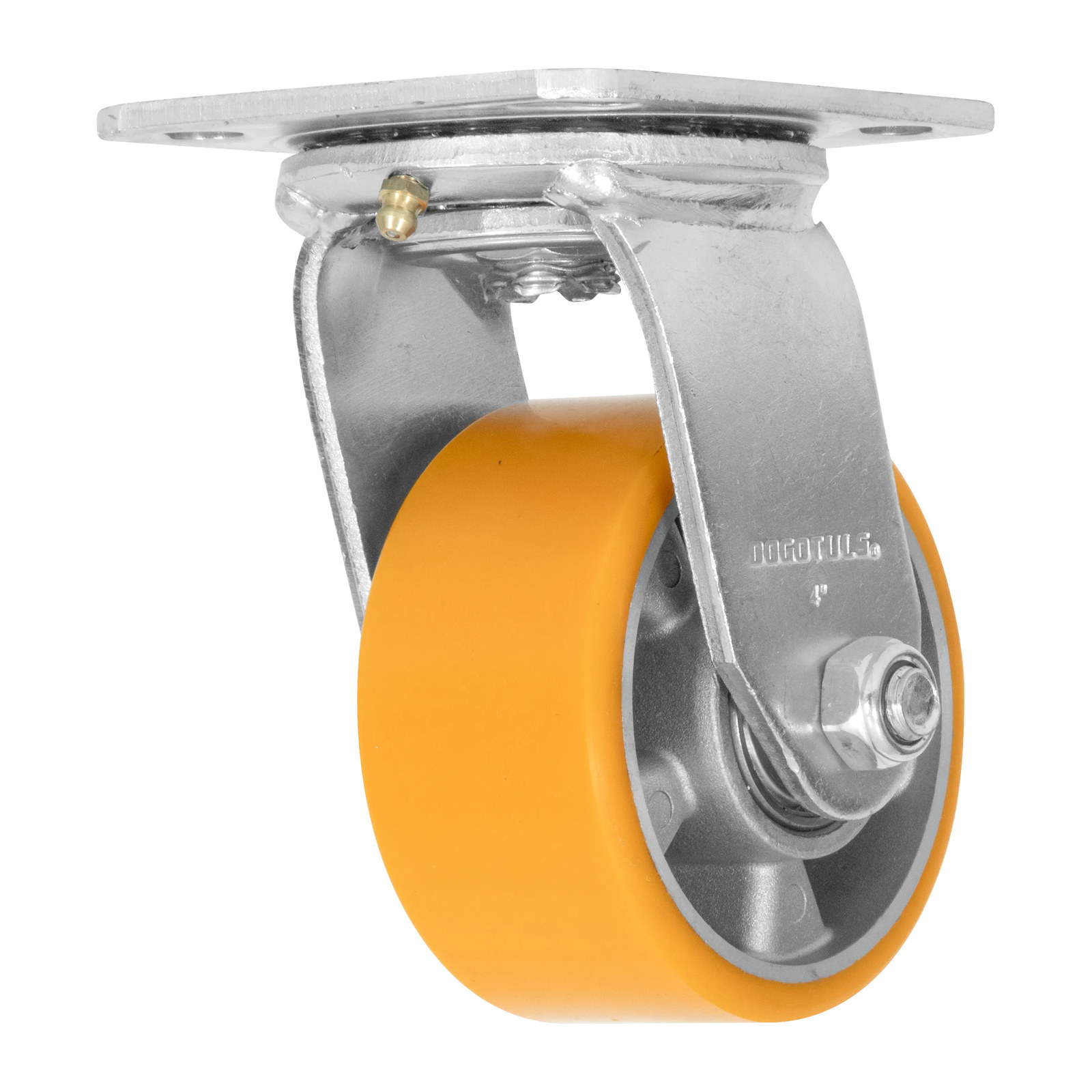 RODAJA ALUMINIO PU NARANJA GIRATORIA 4" - Imagen 3