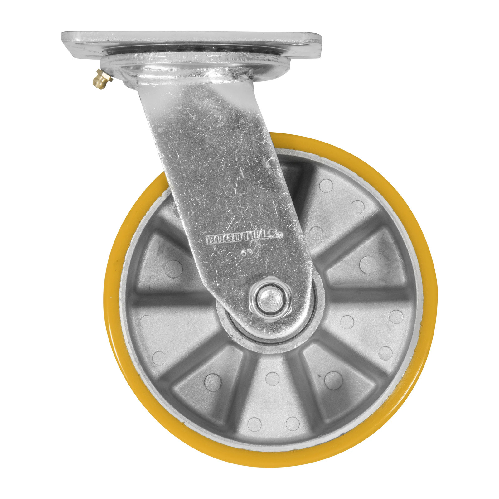 RODAJA ALUMINIO PU NARANJA GIRATORIA 6" - Imagen 2