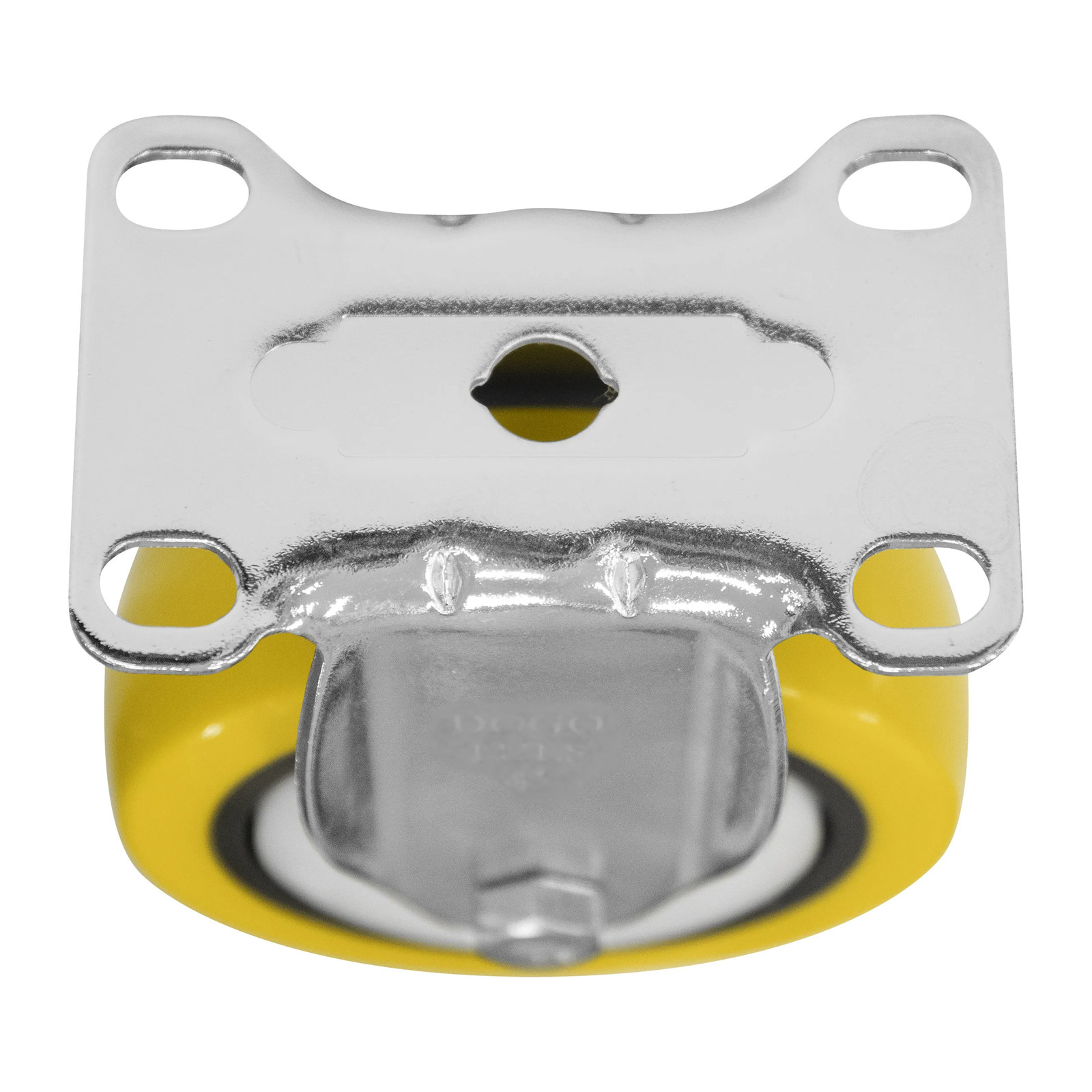 RODAJA DE POLIURETANO AMARILLO, CON HERRAJE CROMADO, FIJA, CON PLACA 4" - Imagen 4