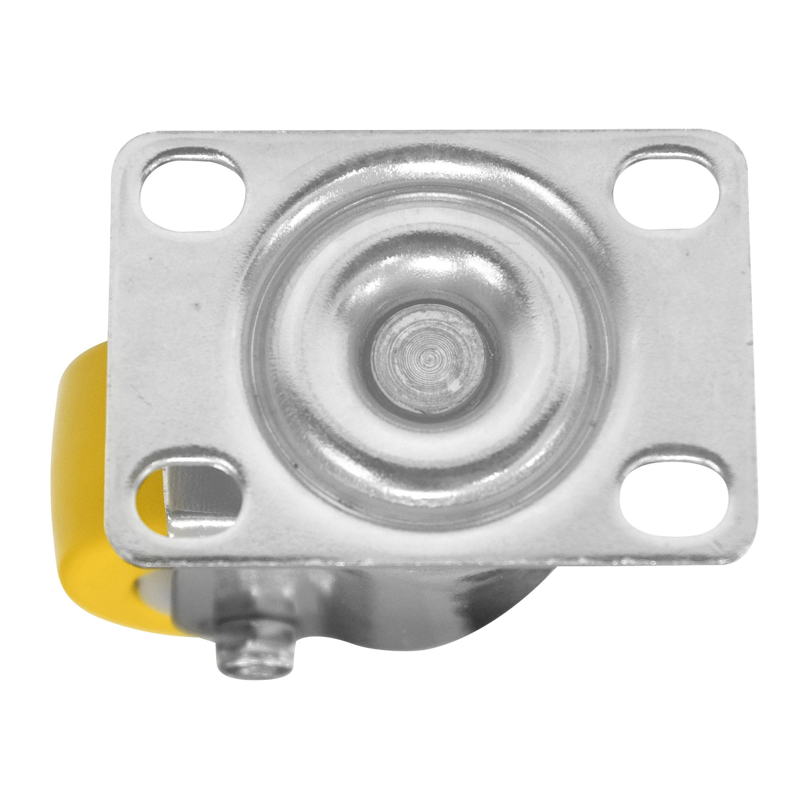 RODAJA DE POLIURETANO AMARILLO, CON HERRAJE CROMADO, GIRATORIA, CON PLACA 2" - Imagen 4