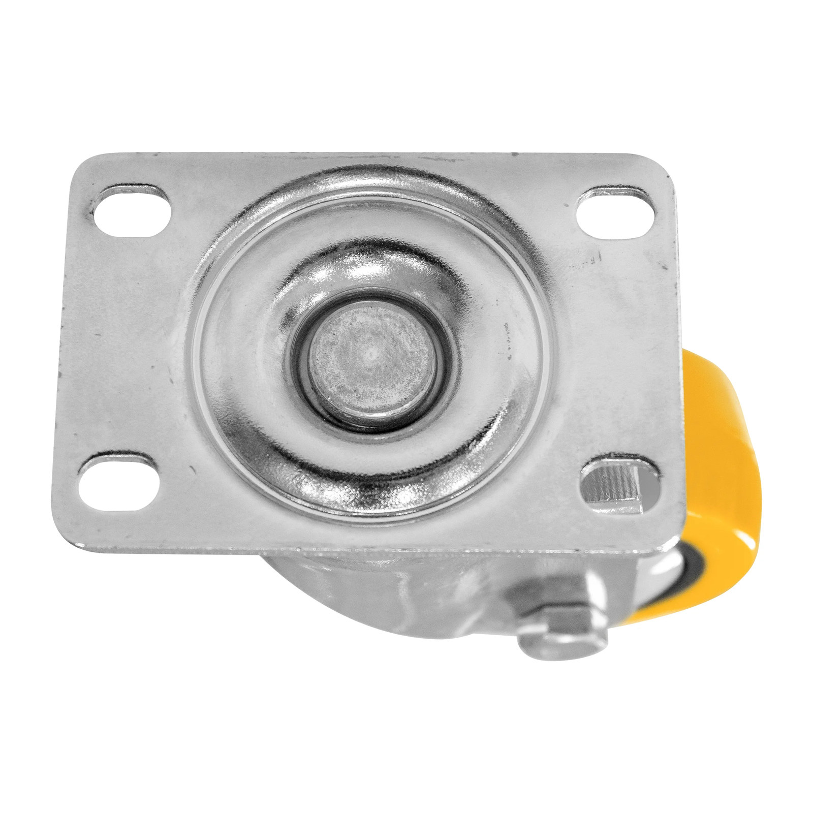RODAJA DE POLIURETANO AMARILLO, CON HERRAJE CROMADO, GIRATORIA, CON PLACA 3" - Imagen 4