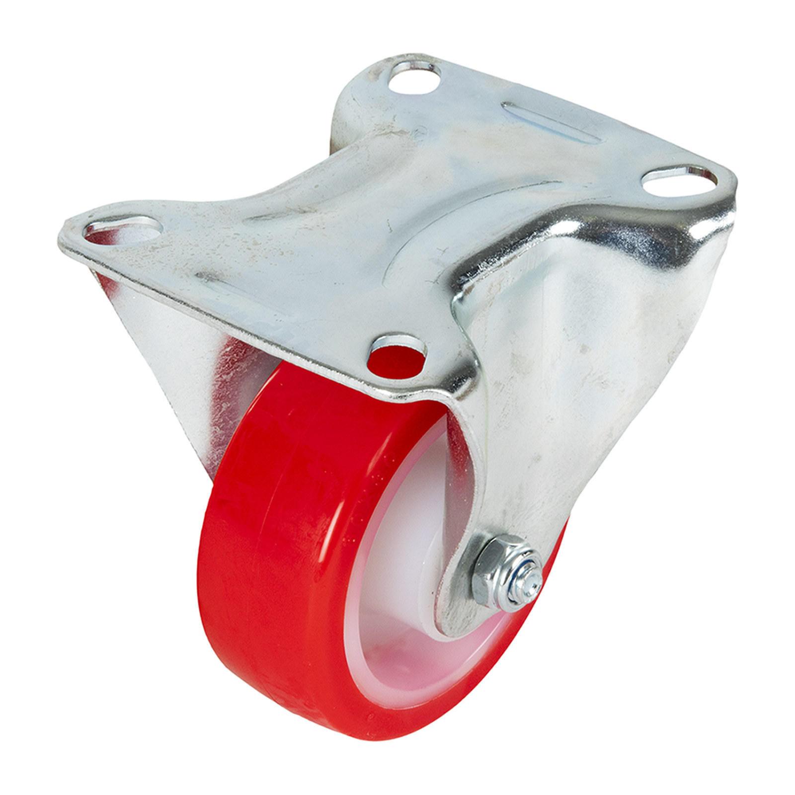 RODAJA DE NYLON CON PU ROJO FIJA 3"
