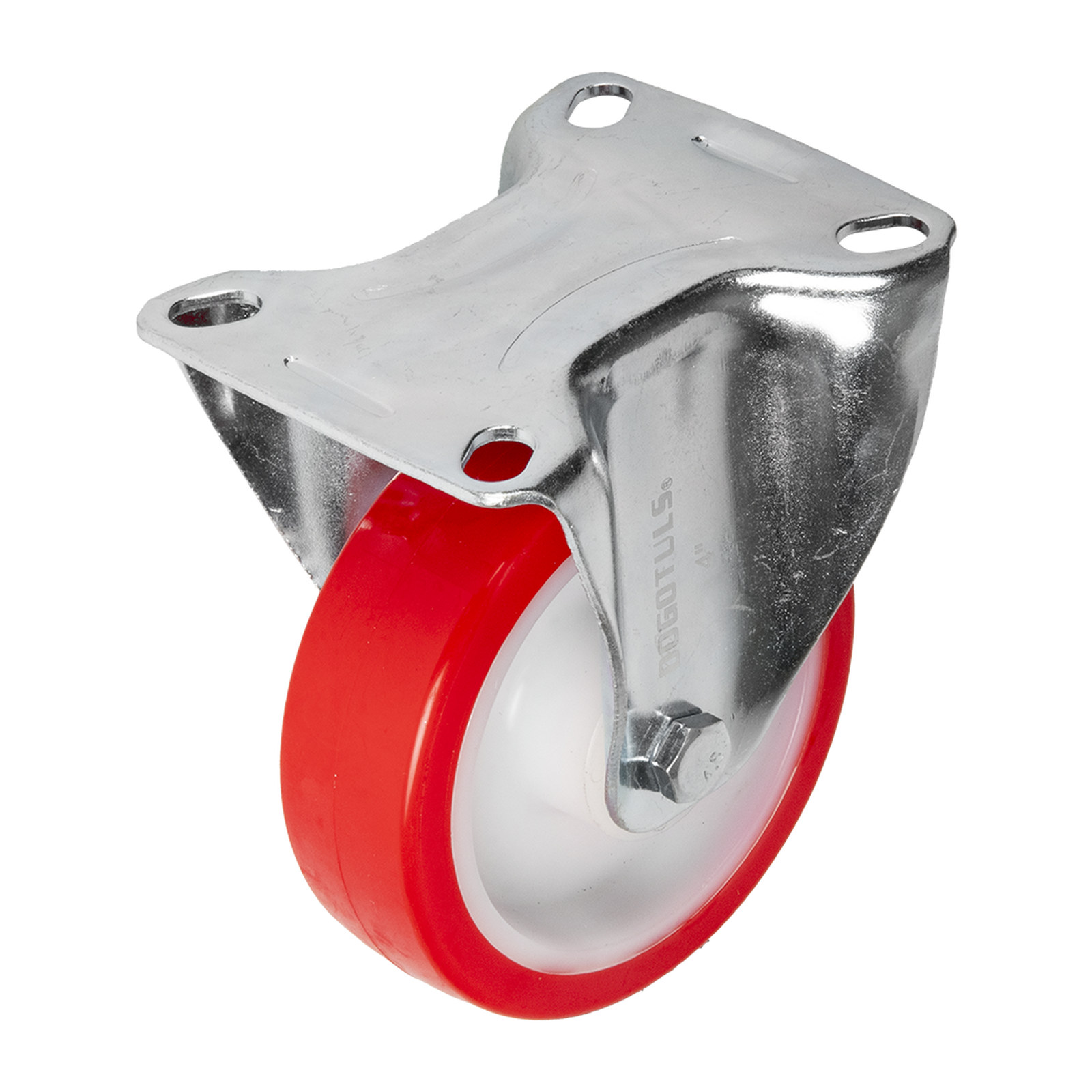 RODAJA DE NYLON CON PU ROJO FIJA 4"