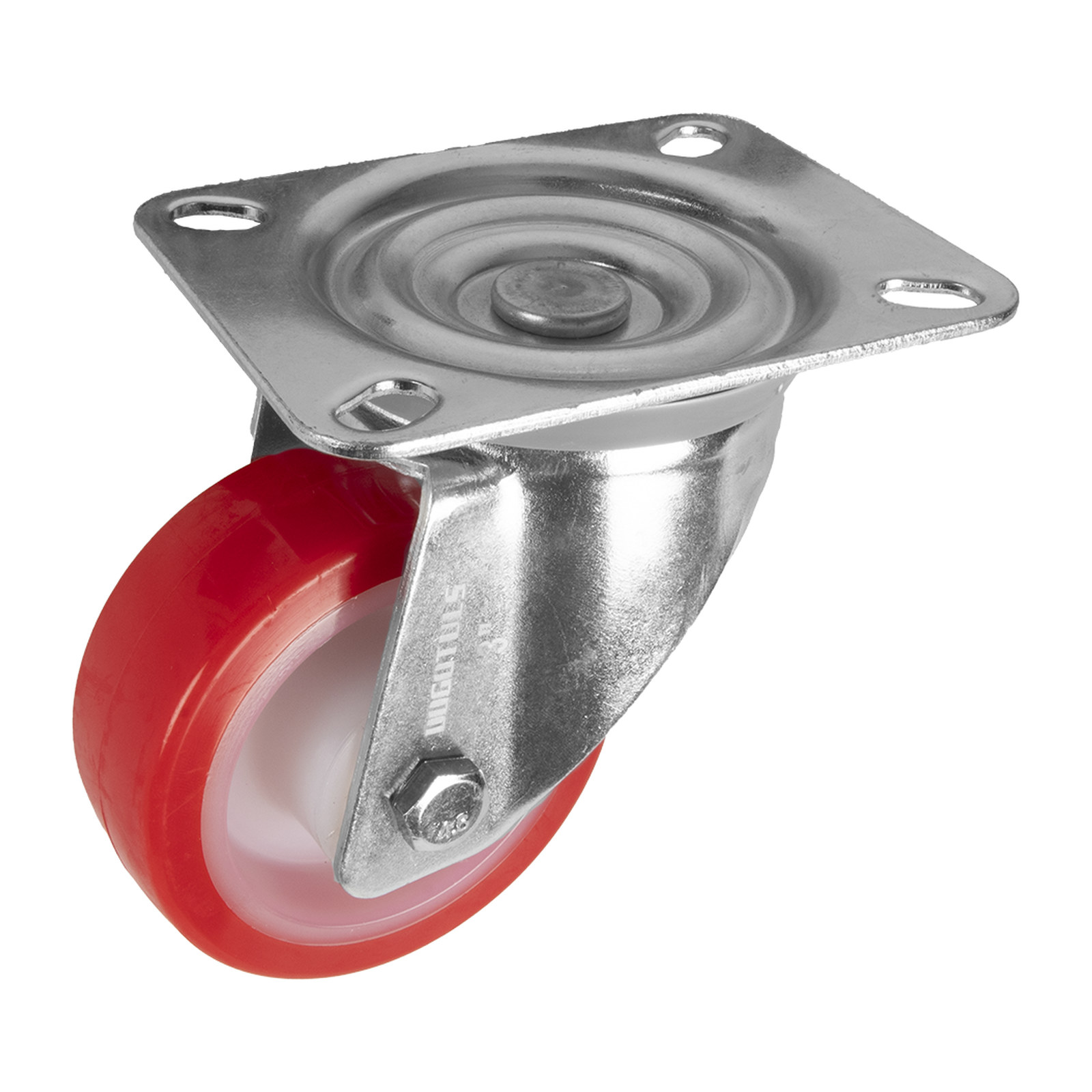 RODAJA DE NYLON CON PU ROJO GIRATORIA 3"