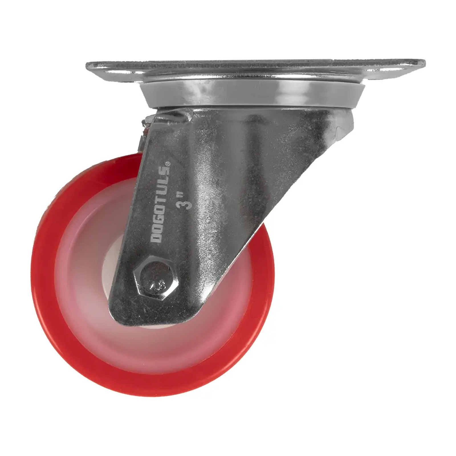 RODAJA DE NYLON CON PU ROJO GIRATORIA 3" - Imagen 4